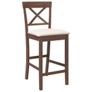 vidaXL 2 db barna tömörfa gumiból bárszékek párnákkal