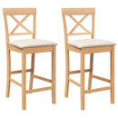 vidaXL 2 db természetes tömörfa gumiból bárszékek párnákkal