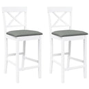 vidaXL 2 db fehér tömörfa gumiból bárszékek párnákkal