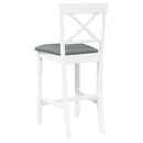 vidaXL 2 db fehér tömörfa gumiból bárszékek párnákkal