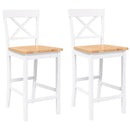 vidaXL 2 db fehér tömörfa gumiból bárszékek
