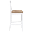 vidaXL 2 db fehér tömörfa gumiból bárszékek párnákkal