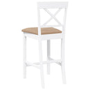 vidaXL 2 db fehér tömörfa gumiból bárszékek párnákkal