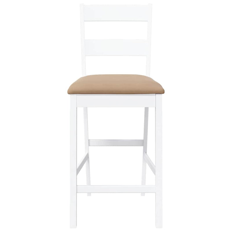 vidaXL 2 db fehér tömörfa gumiból bárszékek párnákkal