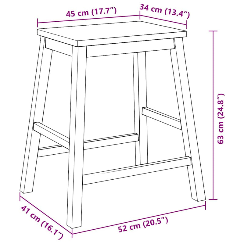 vidaXL 2 db tömör gumifa bárszék