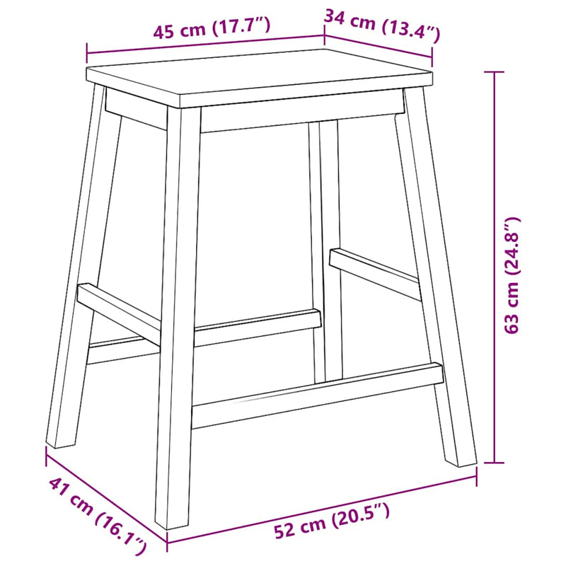 vidaXL 2 db fehér tömörfa gumiból bárszékek