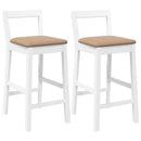 vidaXL 2 db fehér tömörfa gumiból bárszékek párnákkal