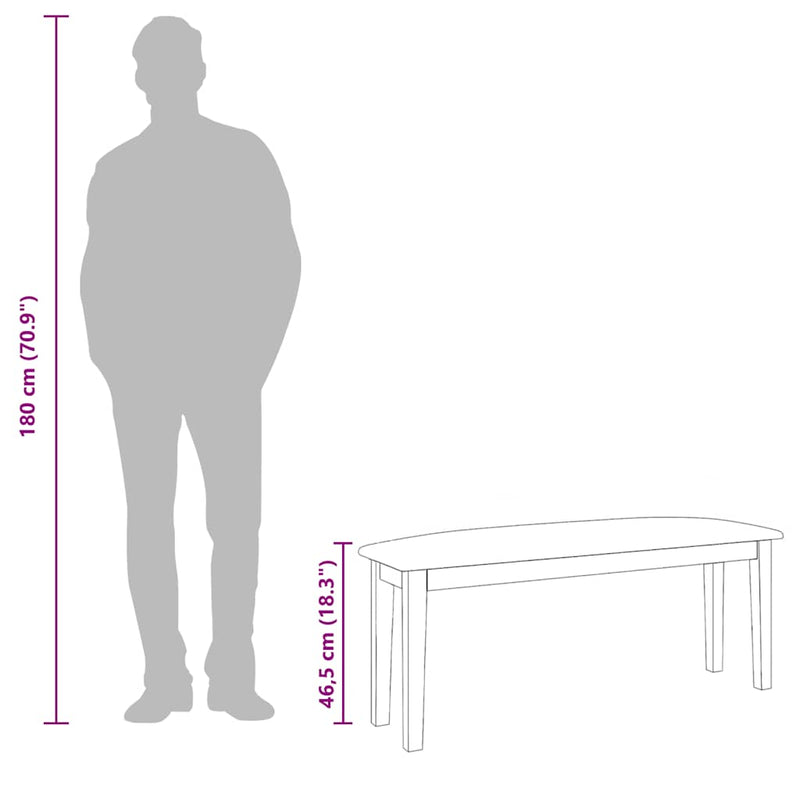 vidaXL barna tömörfa gumiból pad 110 cm