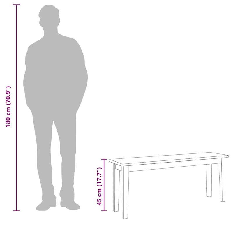vidaXL tömörfa gumiból pad 110 cm
