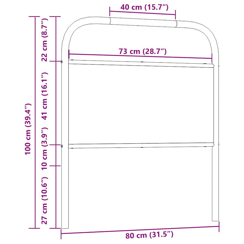 vidaXL fejtámla füstölt tölgy 75 cm acél és fűrészáru