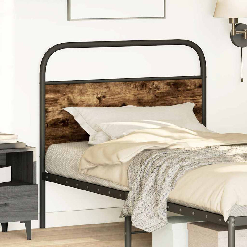 vidaXL fejtámla füstölt tölgy 90 cm acél és fűrészelt fa