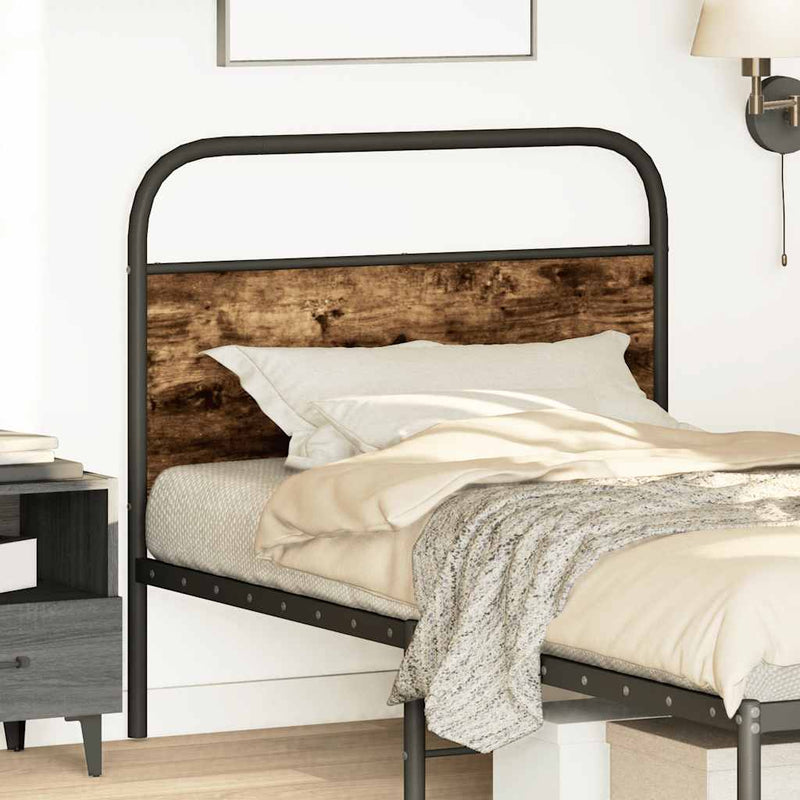 vidaXL fejtámla füstölt tölgy 107 cm acél és fűrészelt fa