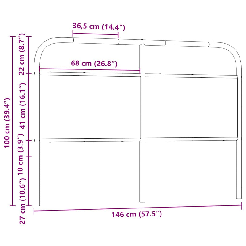 vidaXL fejtámla füstölt tölgy 140 cm acél és fűrészelt fa