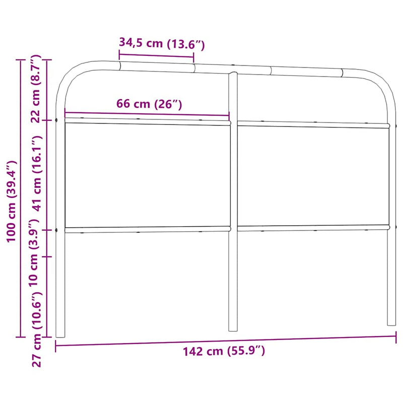 vidaXL fejtámla sonoma tölgy 135 cm acél és műfa
