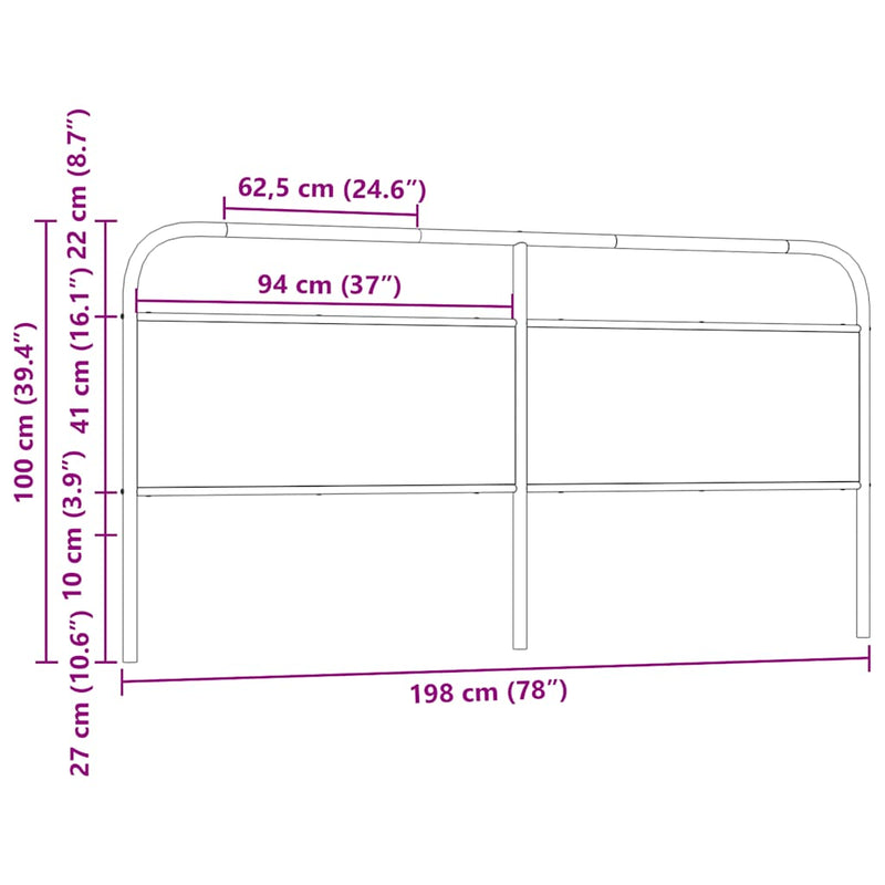 vidaXL fejtámla sonoma tölgy 190 cm acél és műfa
