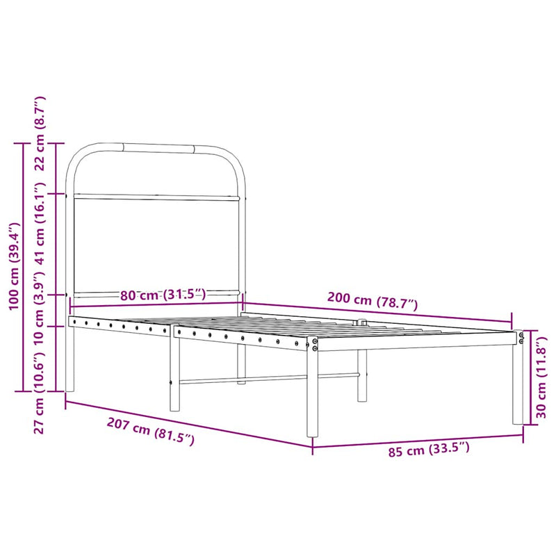 vidaXL ágykeret matrac nélkül 80x200 cm barna tölgyfa műfa