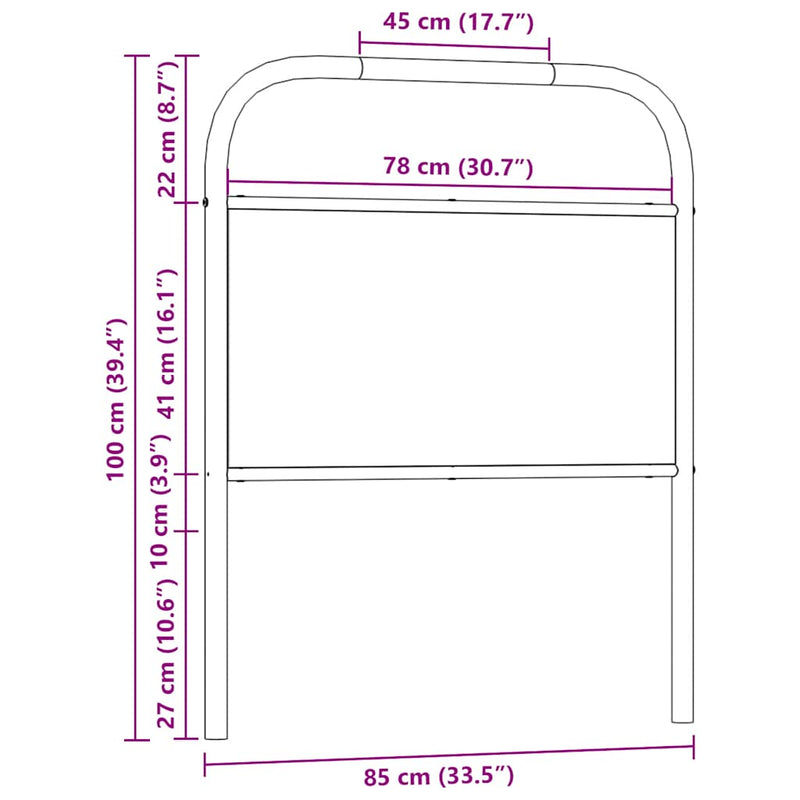 vidaXL barna tölgy színű acél és szerelt fa fejtámla 80 cm