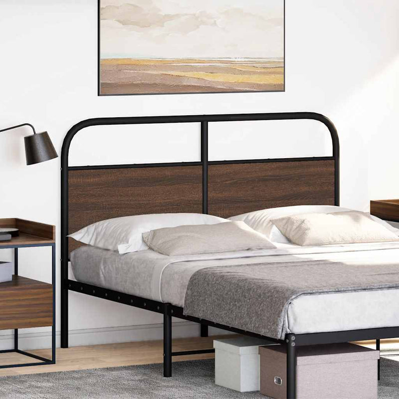 vidaXL barna tölgy színű acél és szerelt fa fejtámla 140 cm