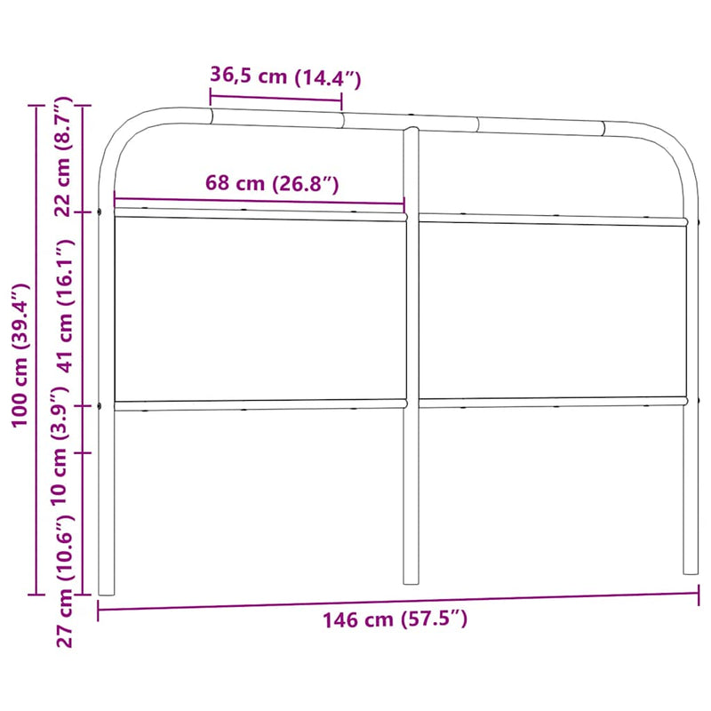 vidaXL barna tölgy színű acél és szerelt fa fejtámla 140 cm