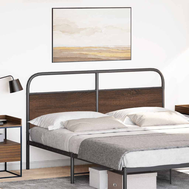 vidaXL barna tölgy színű acél és szerelt fa fejtámla 160 cm