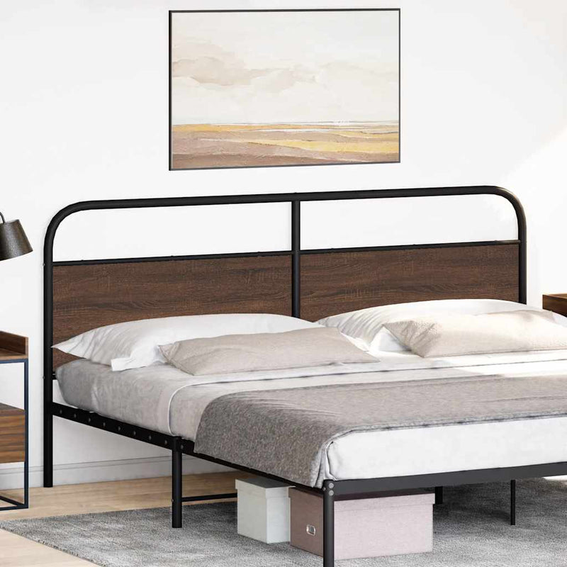 vidaXL barna tölgy színű acél és szerelt fa fejtámla 180 cm
