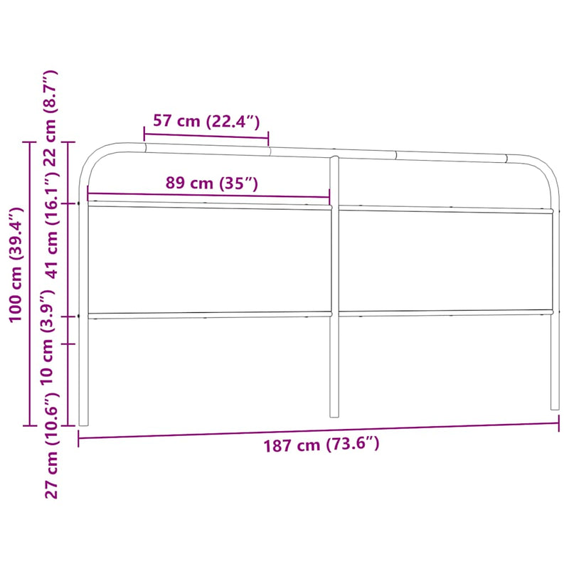 vidaXL barna tölgy színű acél és szerelt fa fejtámla 180 cm