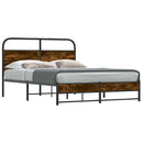 vidaXL ágykeret matrac nélkül 135x190 cm füstölt tölgy fűrészelt fa