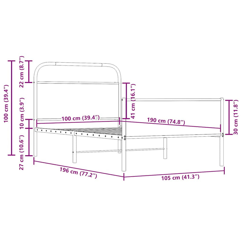 vidaXL ágykeret matrac nélkül 100x190 cm sonoma tölgyfa műfa