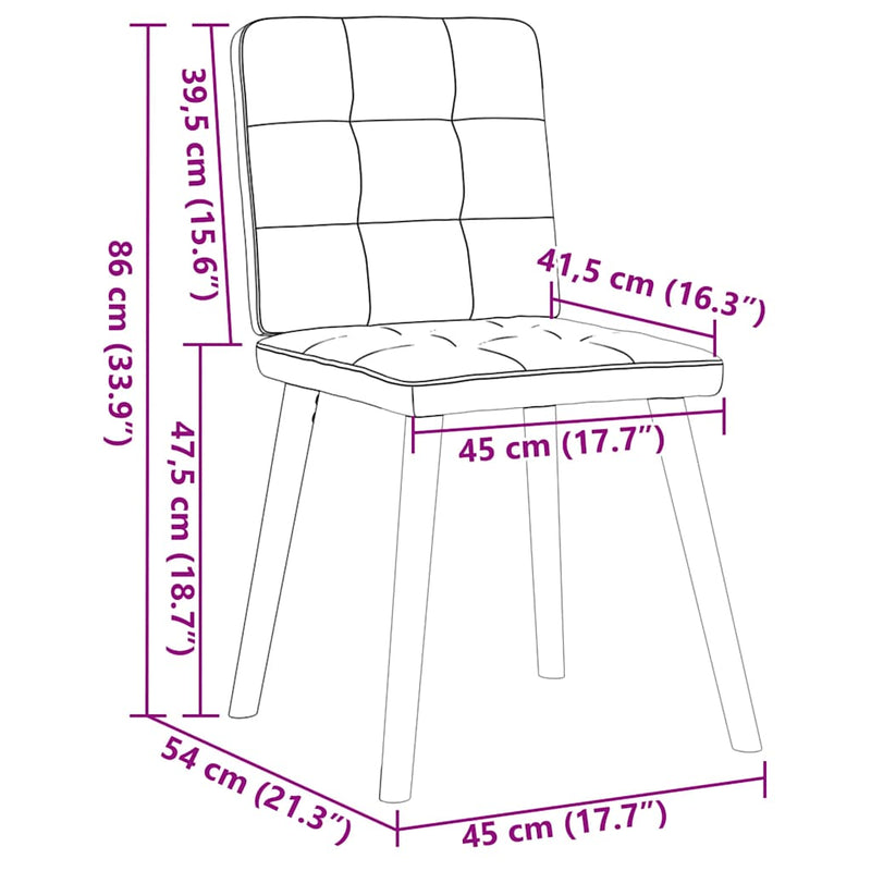 vidaXL 4 db kék szövet étkezőszék
