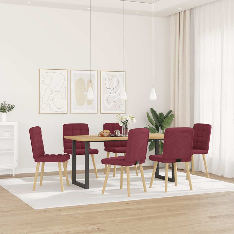 vidaXL 6 db bordó szövet étkezőszék