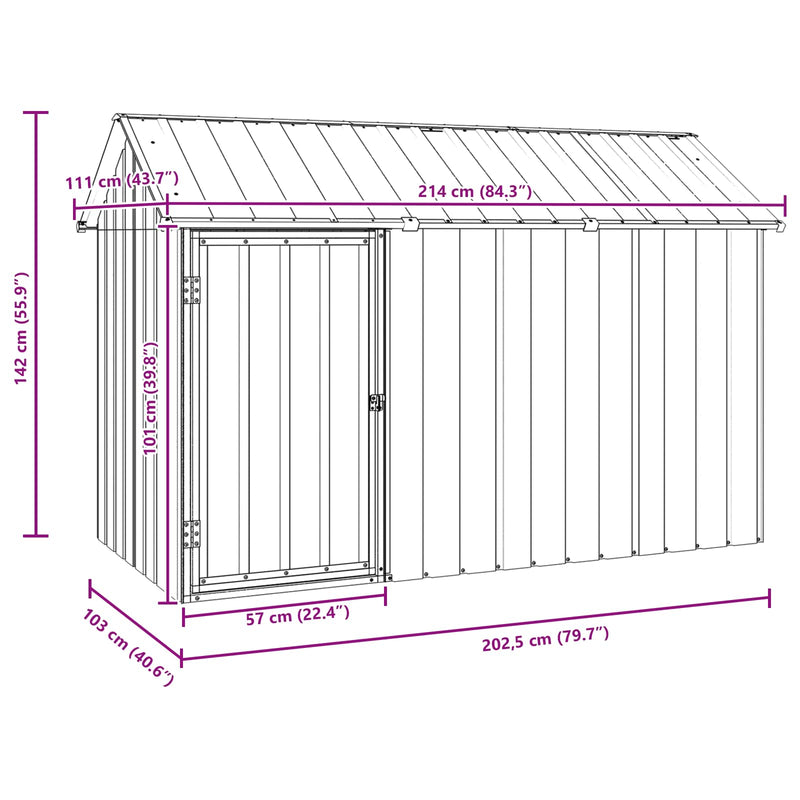 vidaXL Madár kalitka Antracit 215 x 112 x 141 cm Horganyzott acél