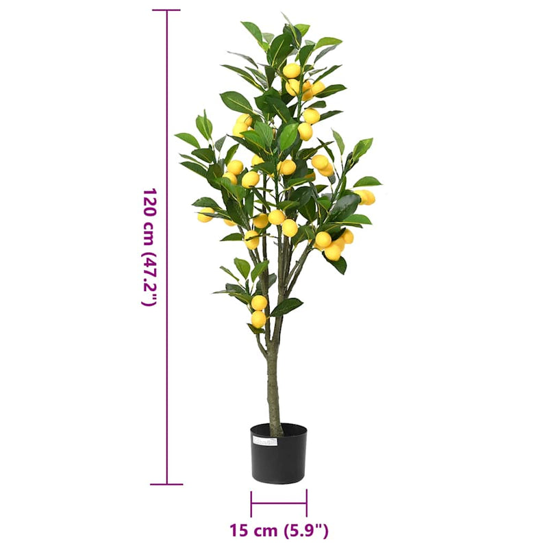 vidaXL zöld mesterséges citromfa 136 levéllel 120 cm