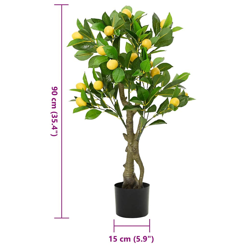 vidaXL zöld mesterséges citromfa 234 levéllel 90 cm