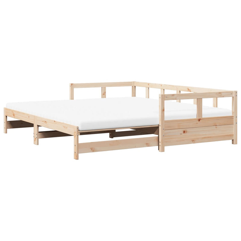 vidaXL tömör fenyőfa kihúzható kanapéágy matracokkal 90 x 200 cm