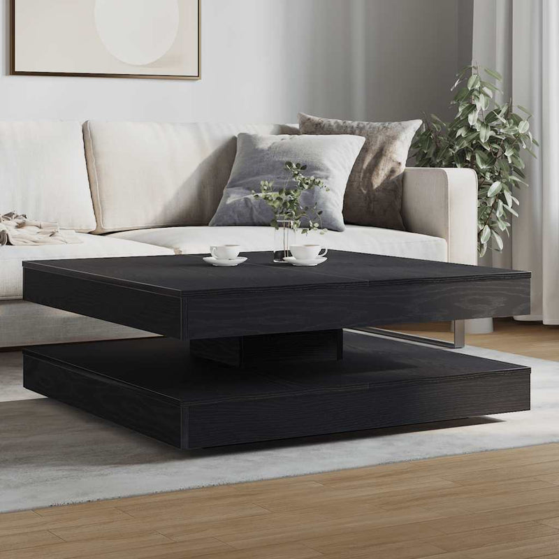 vidaXL fekete dohányzóasztal 360 fokban forgatható 90x90x34,5 cm