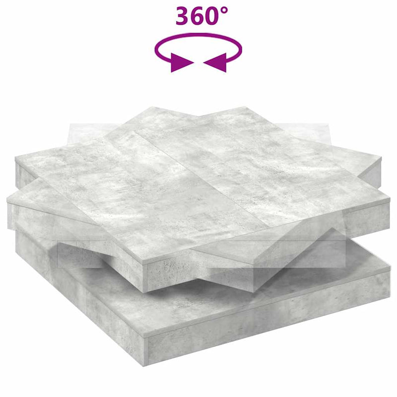 vidaXL betonszürke dohányzóasztal 360 fokban forgatható 90x90x34,5 cm