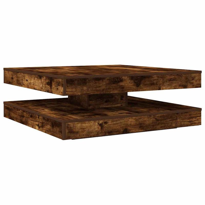 vidaXL füstös tölgy dohányzóasztal 360 fokban forgatható 90x90x34,5 cm