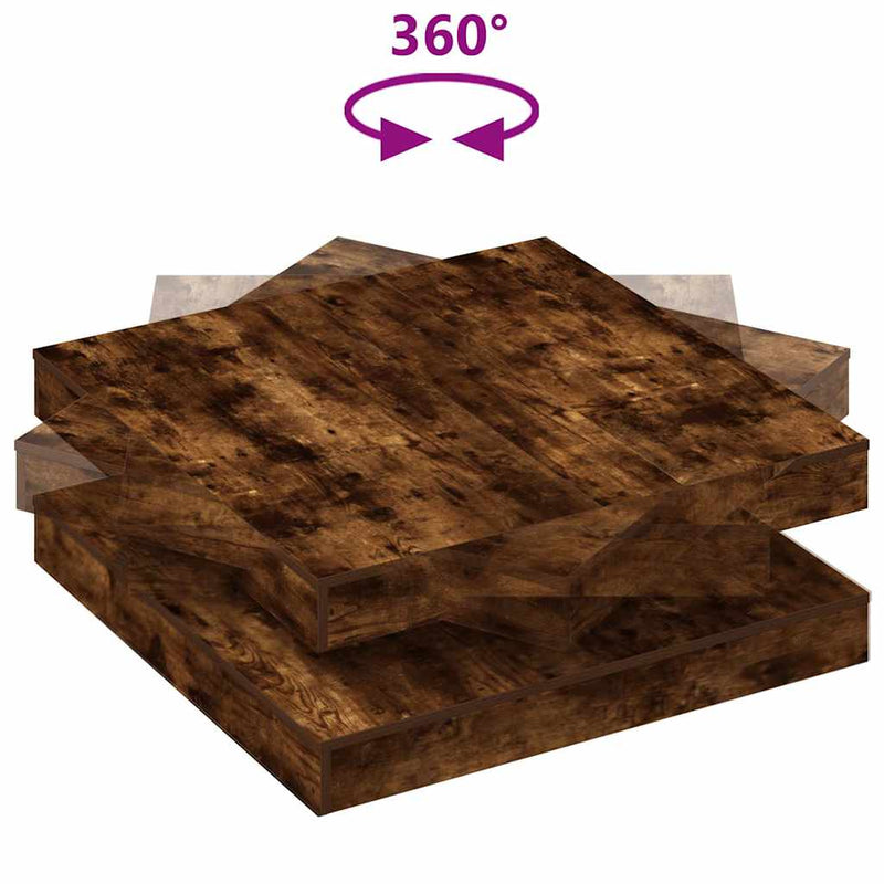 vidaXL füstös tölgy dohányzóasztal 360 fokban forgatható 90x90x34,5 cm