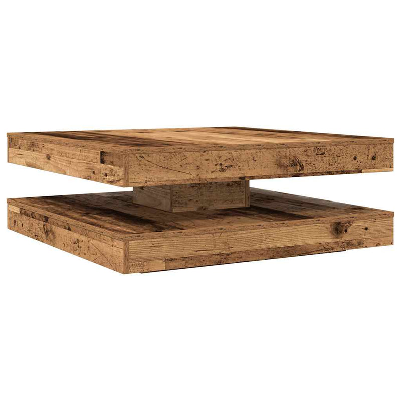 vidaXL antik fa dohányzóasztal 360 fokban forgatható 90x90x34,5 cm