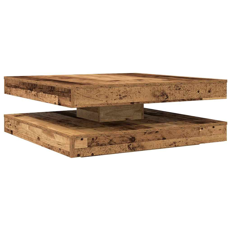 vidaXL antik fa dohányzóasztal 360 fokban forgatható 90x90x34,5 cm