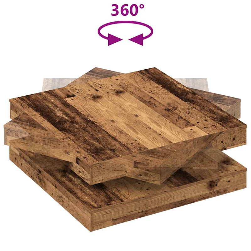 vidaXL antik fa dohányzóasztal 360 fokban forgatható 90x90x34,5 cm