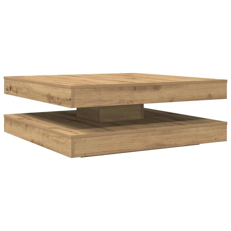 vidaXL kézművestölgy dohányzóasztal 360 fokban forgatható 90x90x34,5cm