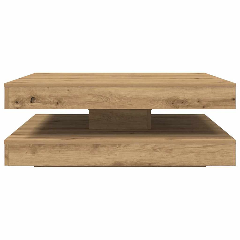 vidaXL kézművestölgy dohányzóasztal 360 fokban forgatható 90x90x34,5cm