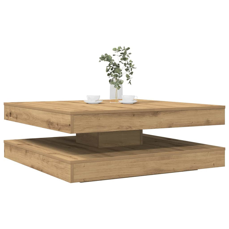 vidaXL kézművestölgy dohányzóasztal 360 fokban forgatható 90x90x34,5cm