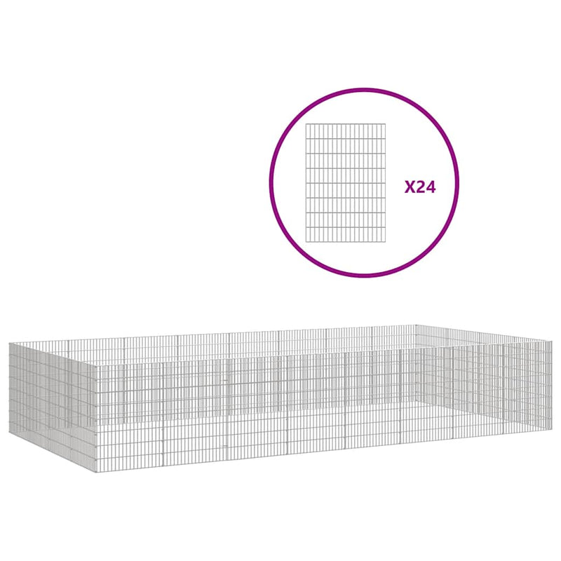 vidaXL 24 paneles horganyzott vas szabadon álló állatketrec 54 x 80 cm