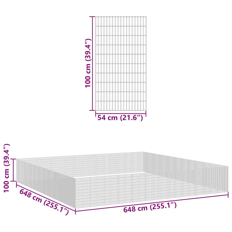 vidaXL 48 paneles horganyzott vas szabadon álló állatketrec 54x100 cm