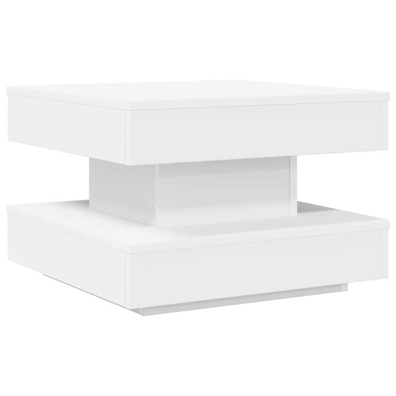 vidaXL fehér dohányzóasztal 360 fokban forgatható 50x50x34,5 cm