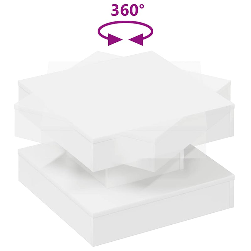 vidaXL fehér dohányzóasztal 360 fokban forgatható 50x50x34,5 cm