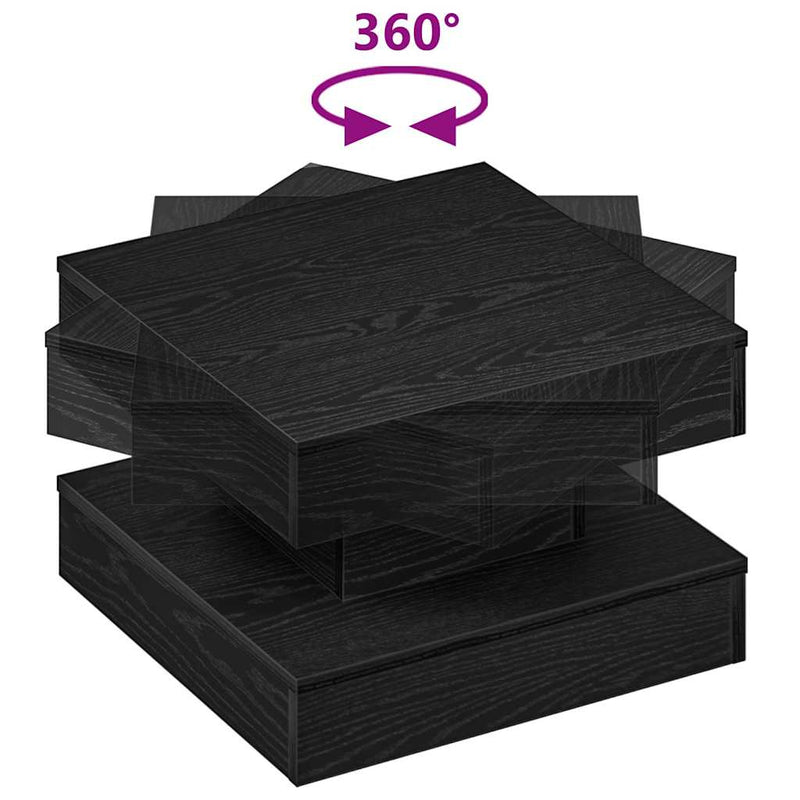 vidaXL fekete dohányzóasztal 360 fokban forgatható 50x50x34,5 cm