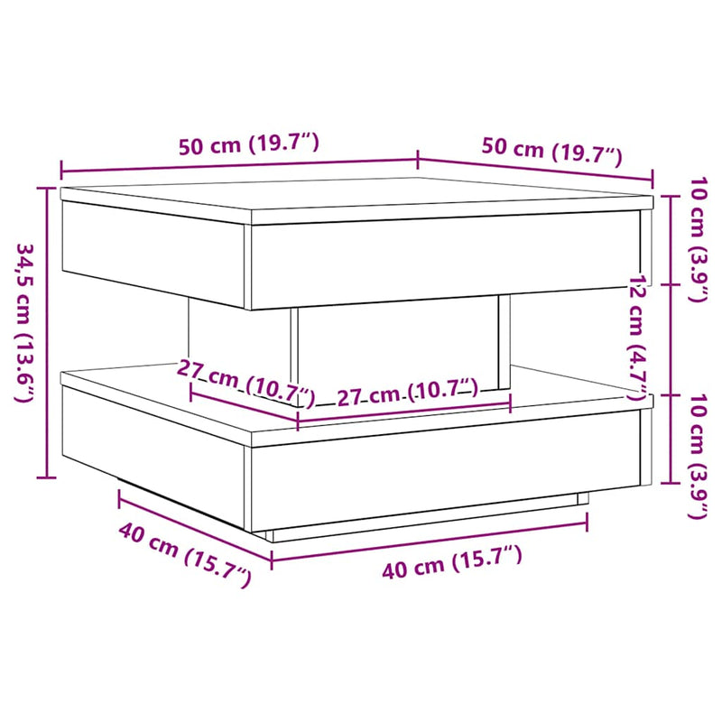 vidaXL fekete dohányzóasztal 360 fokban forgatható 50x50x34,5 cm